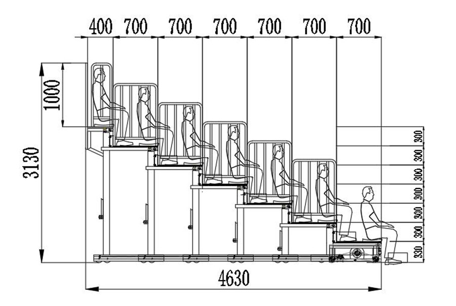 手動(dòng)伸縮看臺-注塑平靠背座椅
